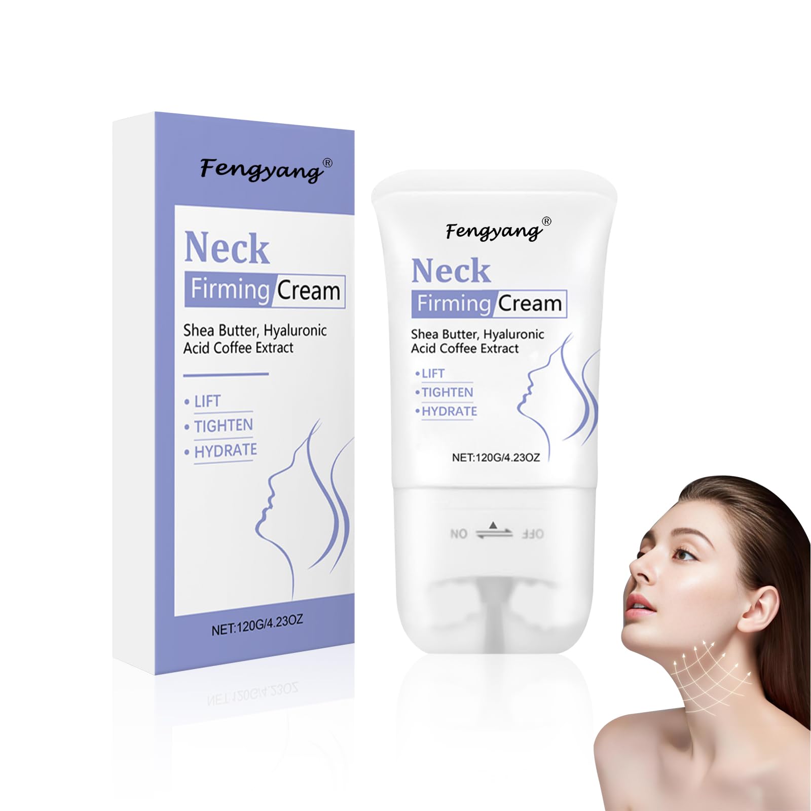 Fengyang® Neck Firming Cream,Neck Collagen Cream with Massage Roller, Tightens, Lifts & Smooths Wrinkles for Loose Skin