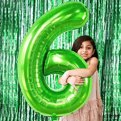 Image of KatchOn, Giant Light Green Number 6 Balloon, 40 Inch | 6th Birthday Balloon