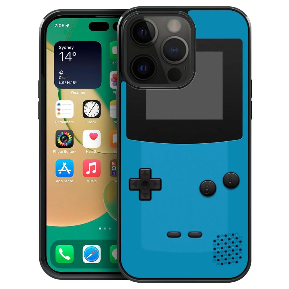 JULY RAIN Compatible with iPhone 11 Pro Max Case,Blue Gameboy Color Pattern iPhone 11 Pro Max Cases,Ultra Protection Shockproof Soft Silicone TPU Non-Slip Back for iPhone 11 Pro Max