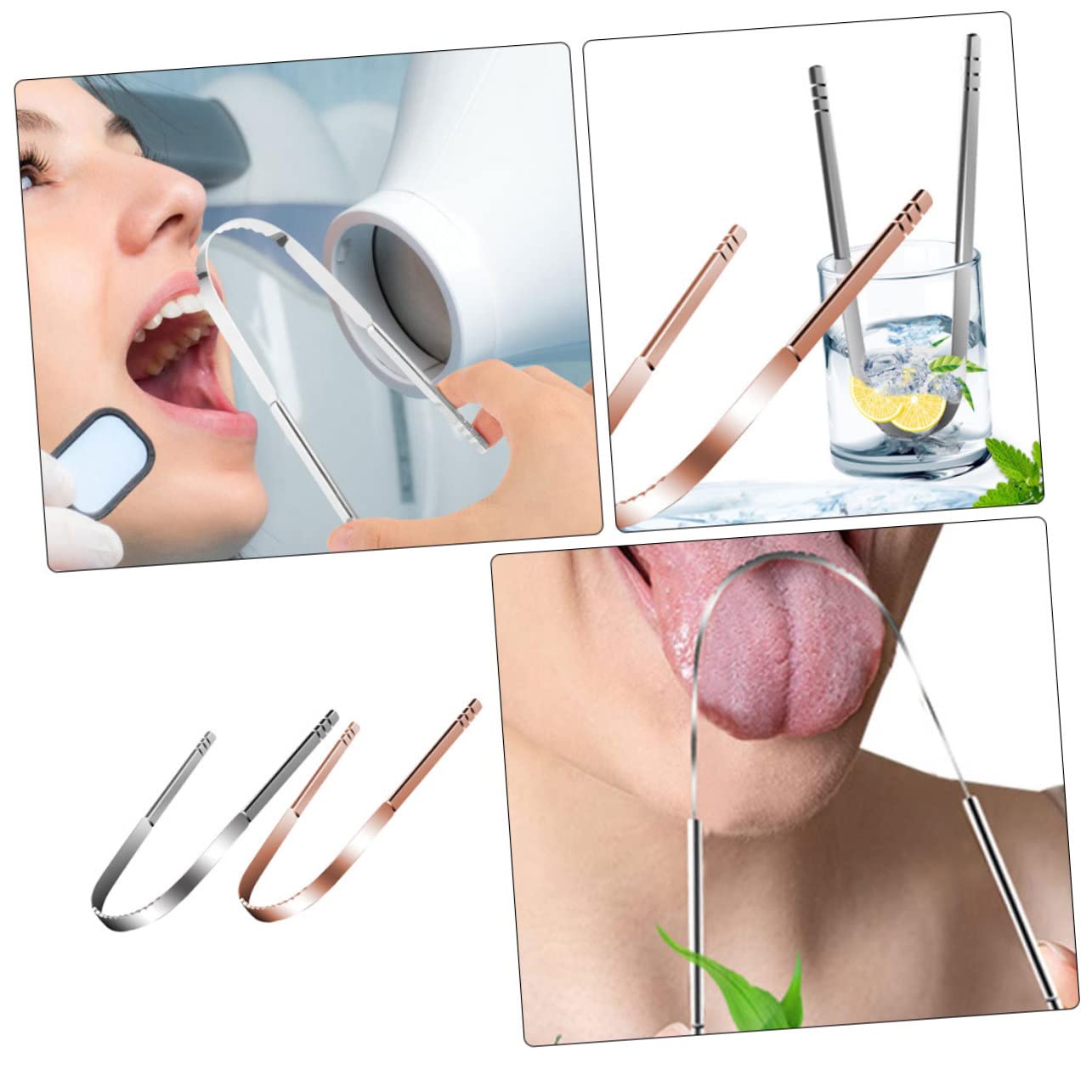 Healeved 8pezzi Raschietto Per Lingua Acciaio Inossidabile Strumento Per Della Lingua Per Uomini e Donne e Residui Orale Confezione