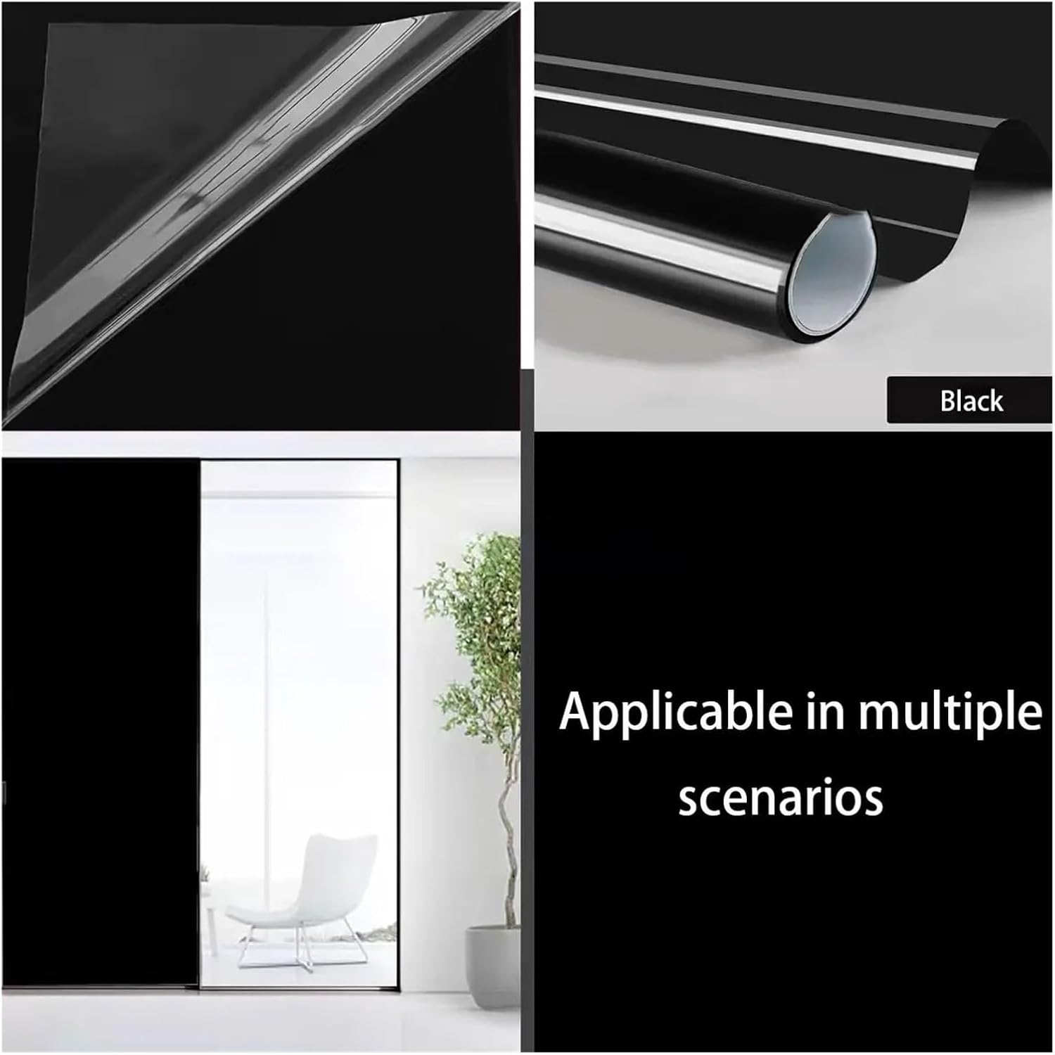 遮光シート 日焼け防止・紫外線カット機能付き日焼け防止ガラス断熱フィルム 多機能(Black,45cm 500cm)