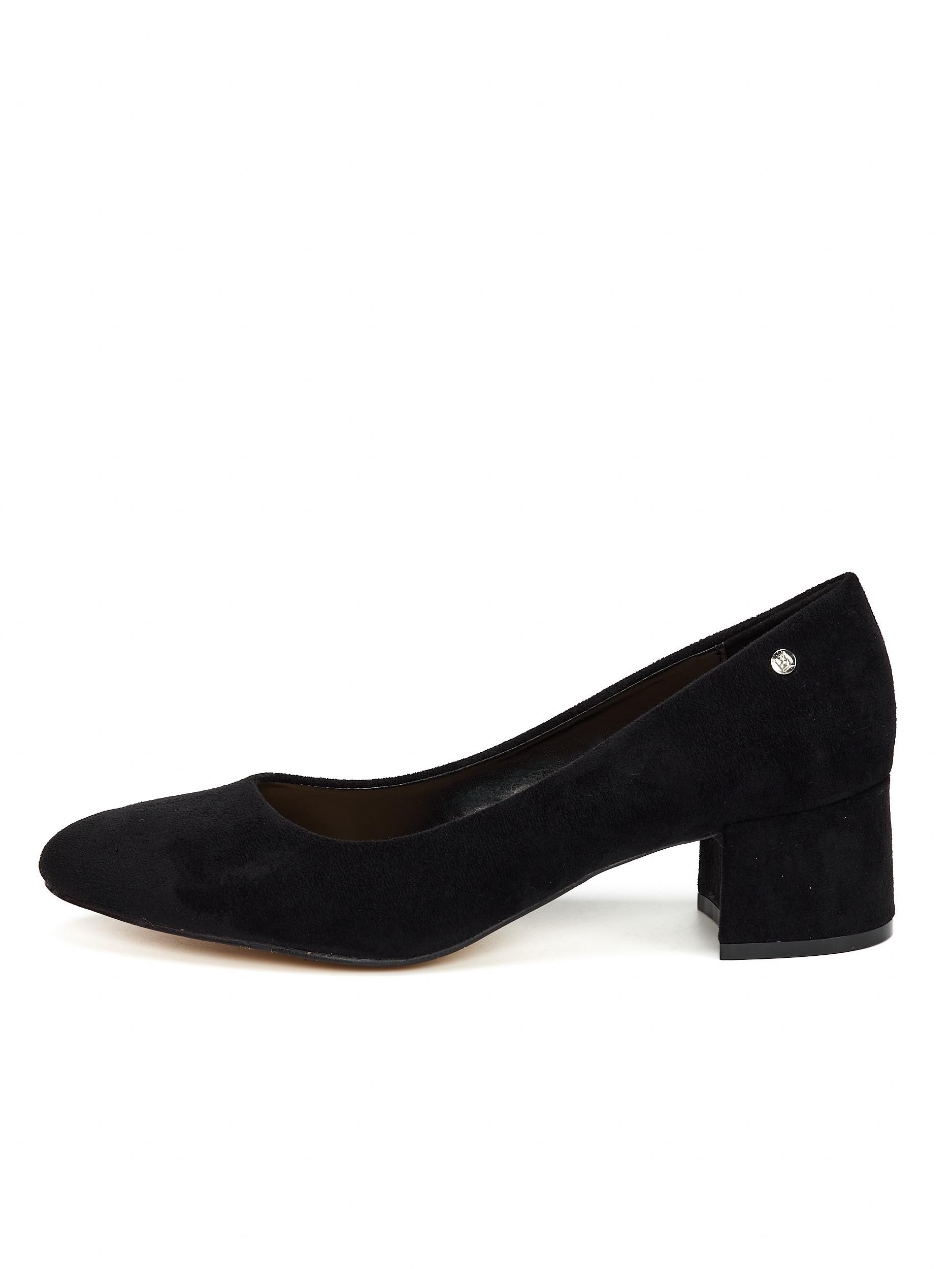 Pumps, Damen Pumps mit 4cm Blockabsatz, Schwarz, weiches Wildlederimitat/Kunstleder, Riemchenpumps Damen, Niedrigem asbsatz, 12692
