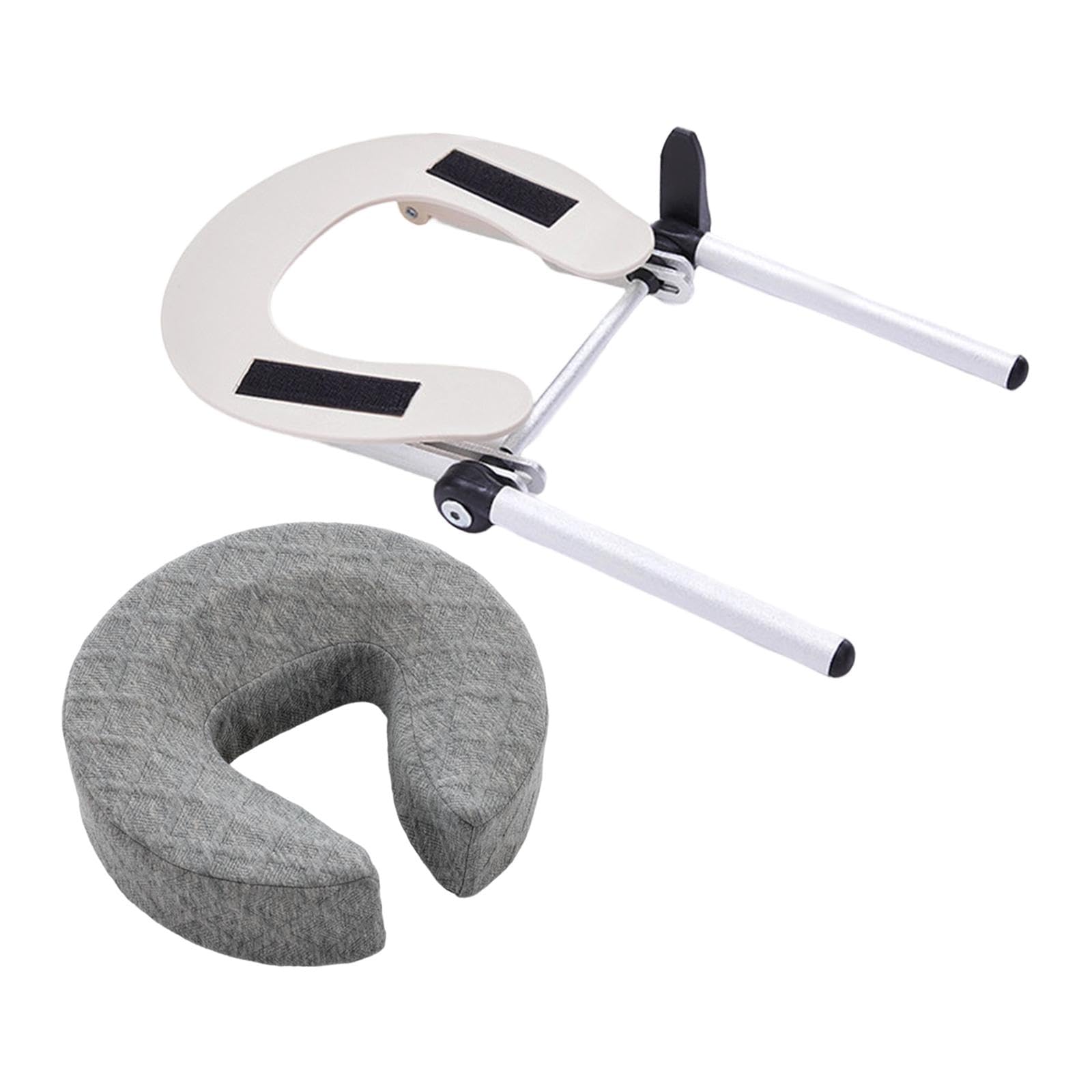 Milageto Cuscino poggiatesta per lettino da massaggio, portatile, a forma di U, durevole, confortevole, di, con supporto per il viso, Grigio