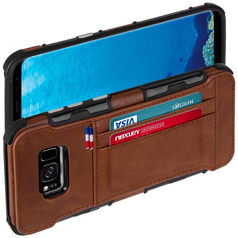 Goospery Galaxy S8 Plus (2017) Leather Wallet Case with Card Holder, Protective PU Leather Bumper Phone Case Cover (Brown) S8P-LEA-BRN