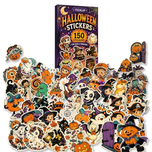 Halloween Stickers for Kids & Toddlers - 150 Cute Sticker Pack, 10 Themes