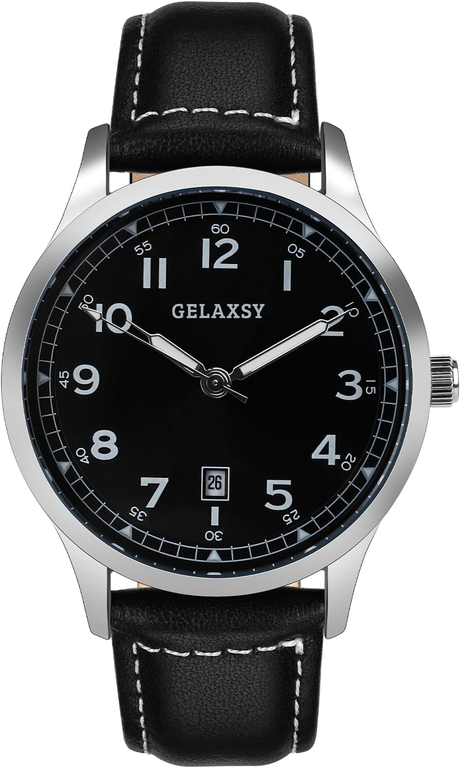 Mens Watches 40mm Quartz Watch with Analogue Display Date Window and Leather Strap Wrist Watch for Men Water Resistant Watch