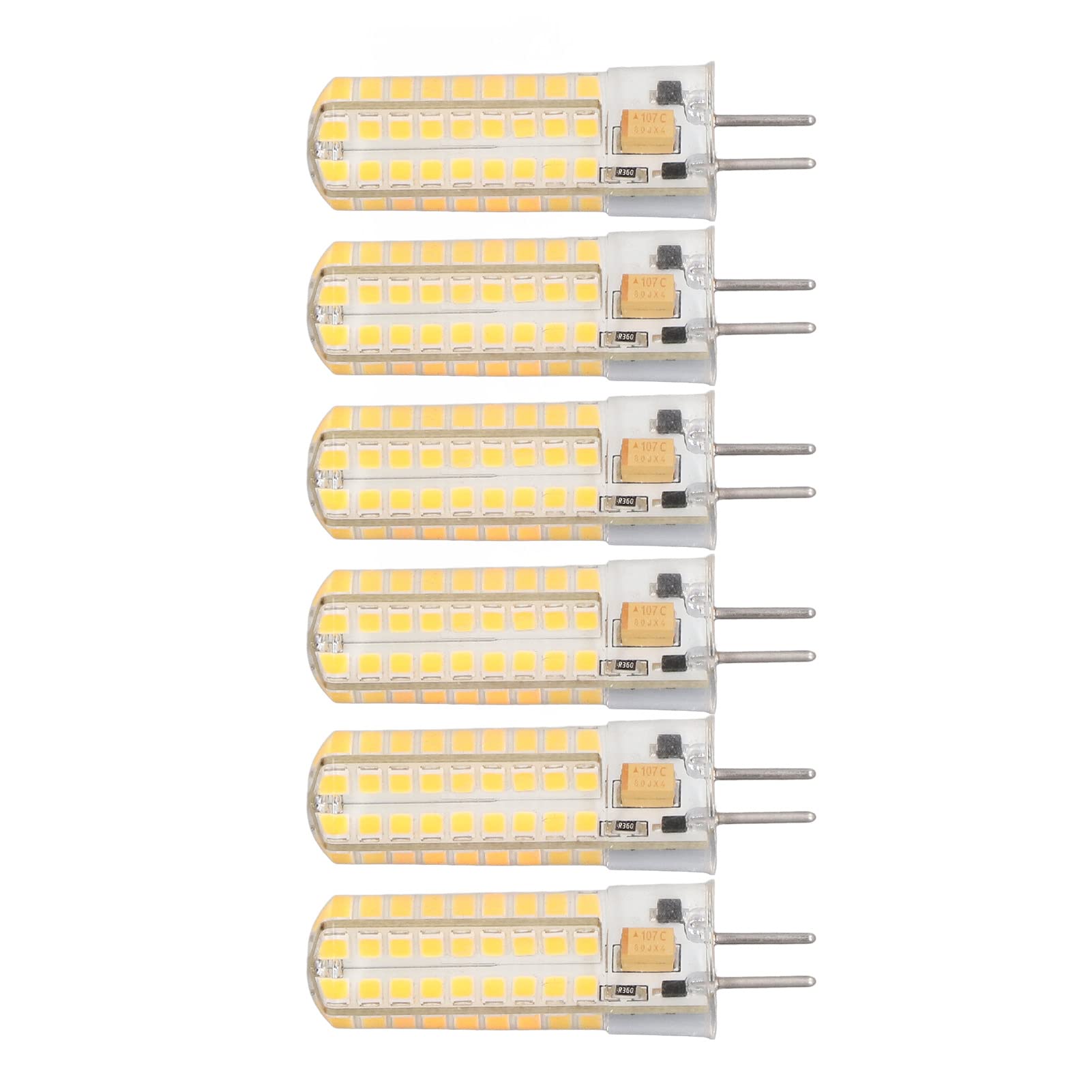 6 Uds 7W AC DC12V Bombilla LED GY6.35 Portalámparas 700lm 72 LEDs 360 Grados Bombilla LED Tipo Maíz para Lámparas Colgantes Lámparas de Techo (Luz calida)