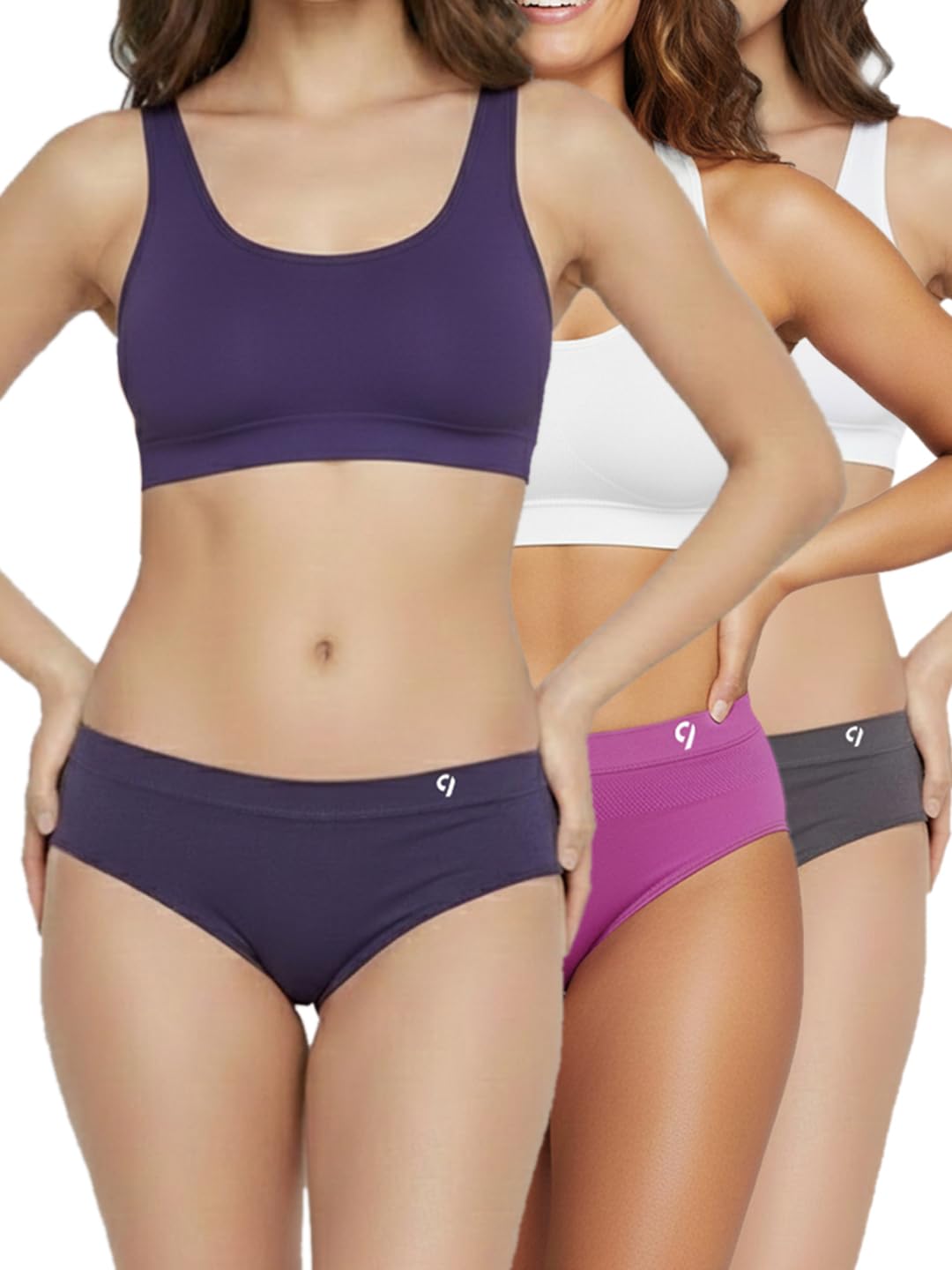 c9 airwear Pack of 3 Women’s Seamless Bikini 4-Way Stretch & Moisture-Wicking Fabric Multicolour-picture-19