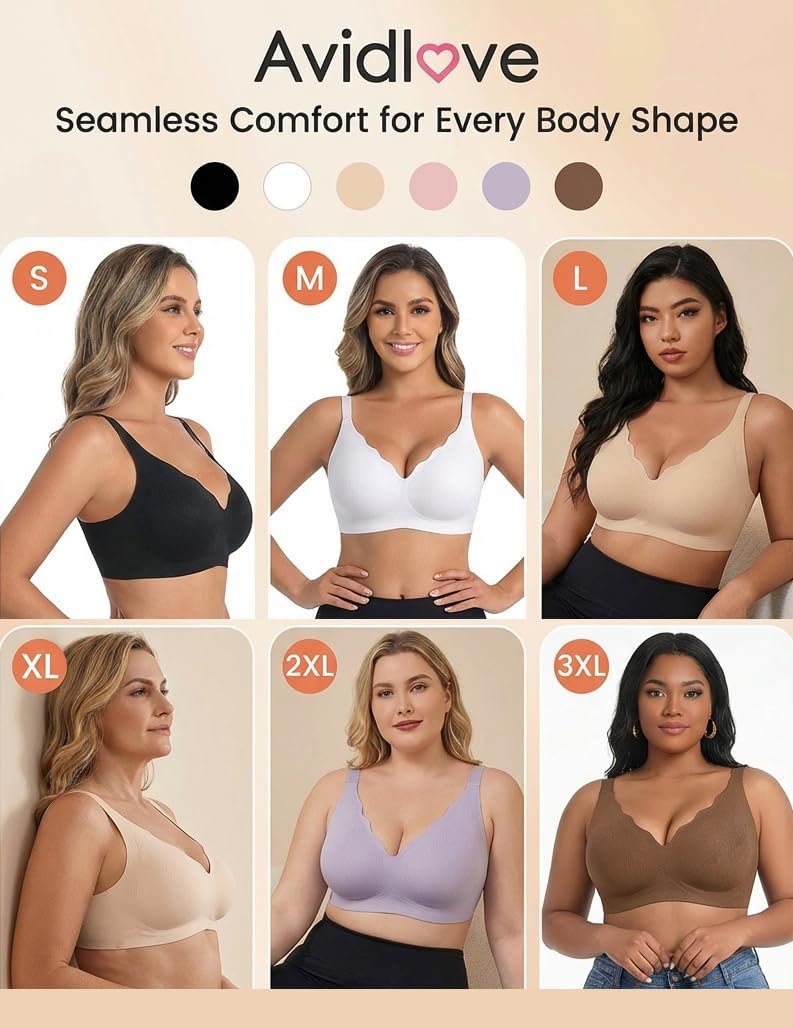Avidlove Women's Wireless Bras Seamless Bra Full Coverage Lace Bra S-3XL - Image 7