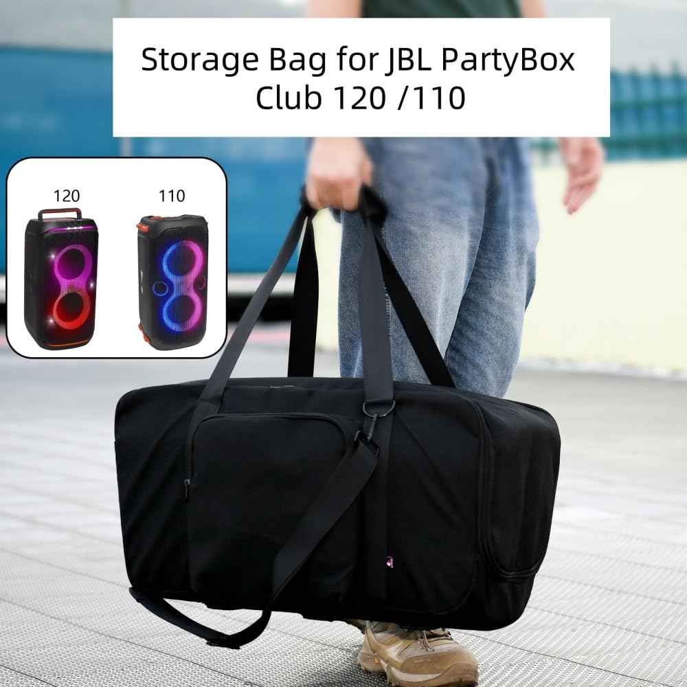 Custodia da trasporto per JBL PartyBox Club 120, borsa da viaggio resistente alla polvere e allo sporco, borsa organizer portatile, impermeabile, antiurto, custodia rigida, Nero