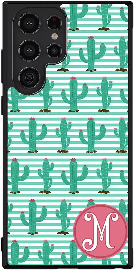 Desert Cactus Personalized Black Rubber Phone Case Compatible With Samsung Galaxy S25 S25FE S25+ S25 Ultra S24 S24+ S24 Ultra S24FE, S23 FE S23+ Ultra S22 S22+