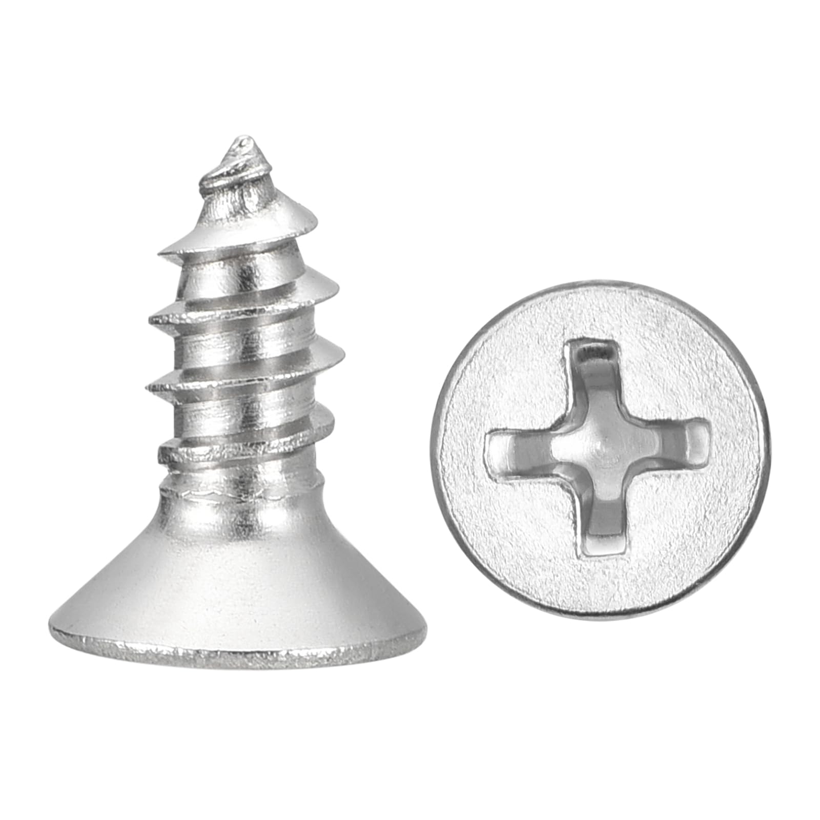 METALLIXITY Countersunk Phillips Wood Screw (#10x3/8") 200Pcs, 304 Stainless Steel Coarse Thread Phillips Drive Flat Head Wood Screws - for Furniture Installation Repair, Silver โ image 1