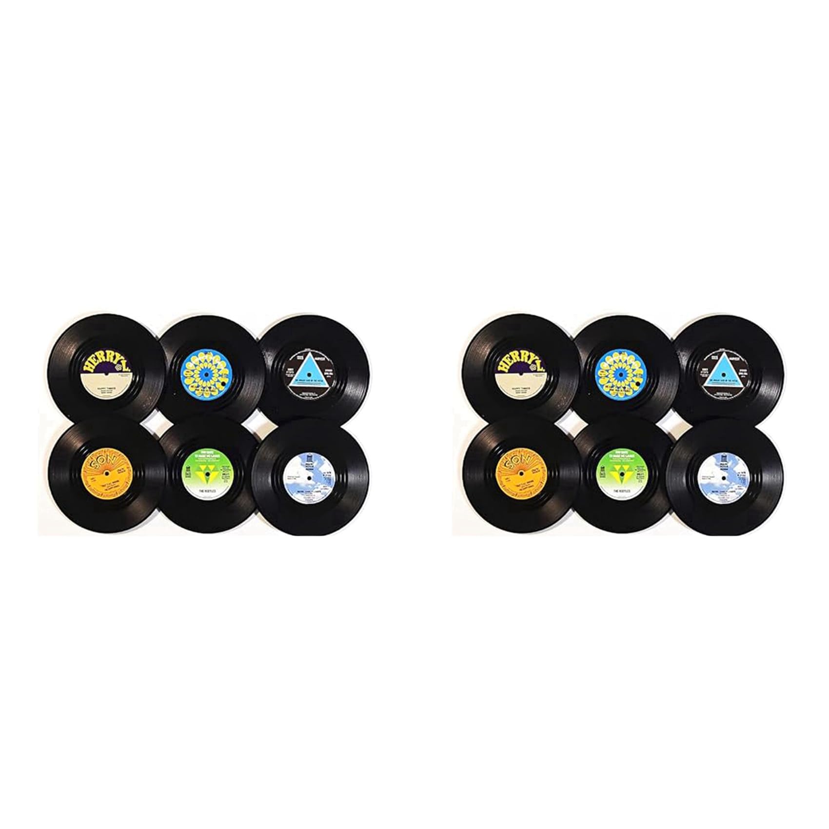 Hndhbfgrt Drink Coasters Set of 12 Vintage CD Coasters Vinyl Records for Music Lovers, Housewarming Hostess Gifts Style 2