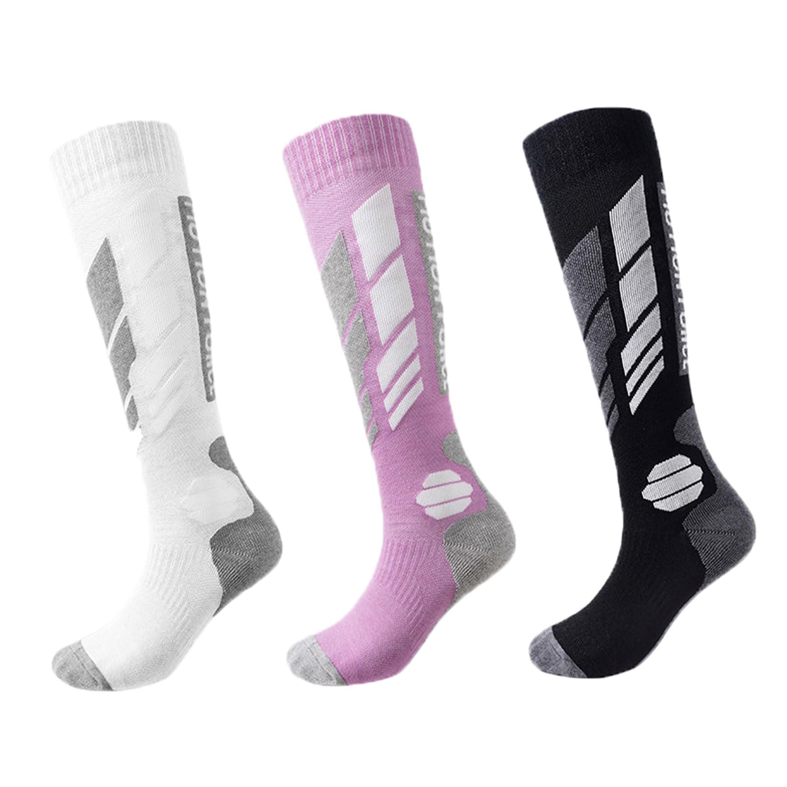 3 Paires Chaussette de Ski Laine Mérinos Femmes Haute Performance Thermiques Chaussettes d'hiver Hautes au Genou Anti-ampoules Évacuation de l'humidité Pour Randonnée Cyclisme Sport d'Hiver