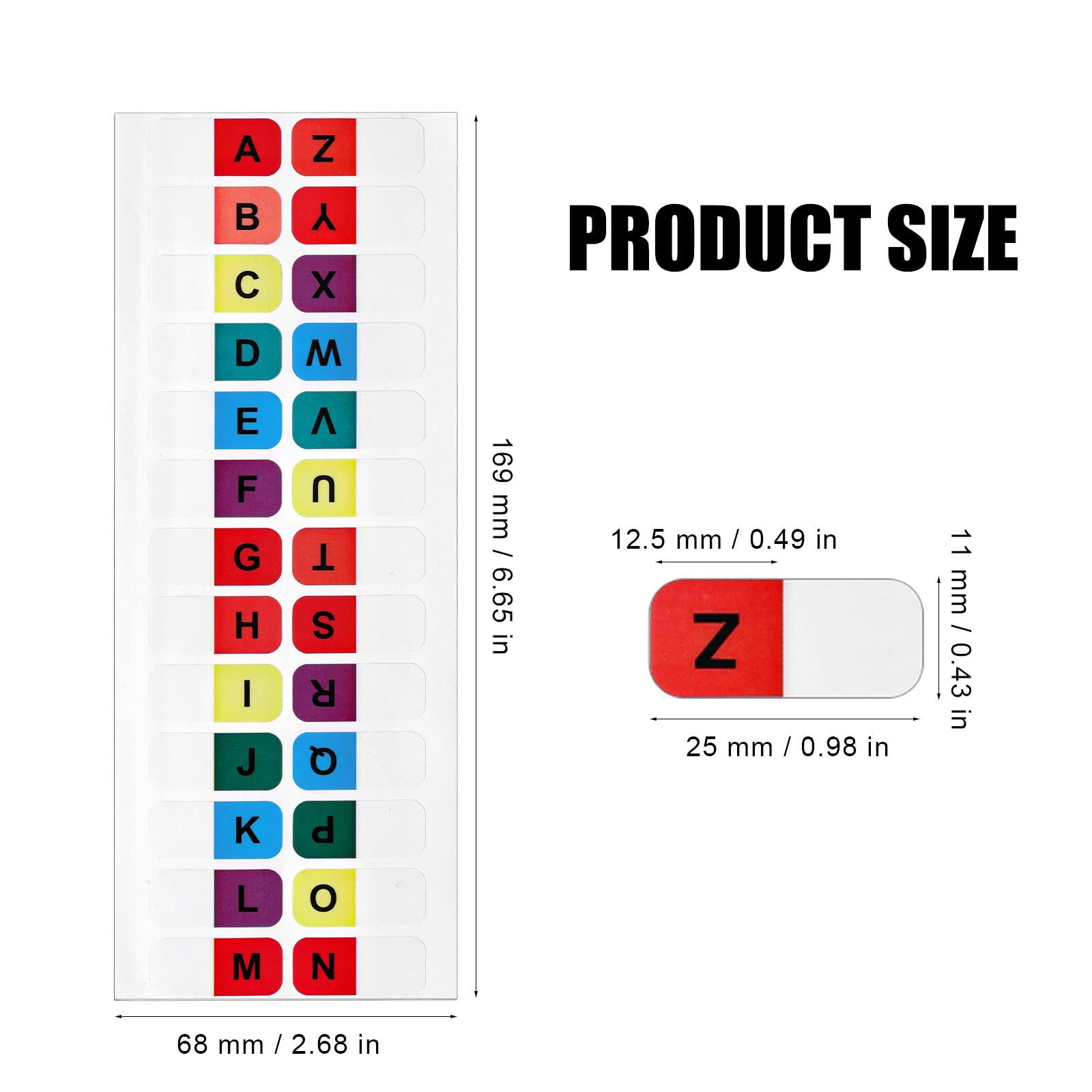 416 stks Letter Tabs a-z Stickers, Zelfklevend a-z Index Tabs Transparant Sticky Alfabetische Bestand Tabs voor Binders Boekpagina's Notebooks School Kantoor (Multicolor