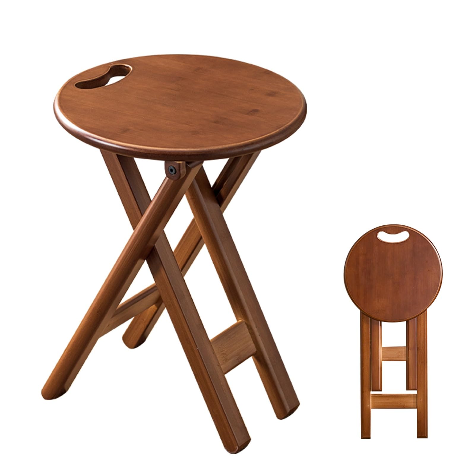 Taburete de bar plegable de bambú con reposapiés, taburete alto portátil de madera maciza con mango integrado para isla de cocina y barras de jardín