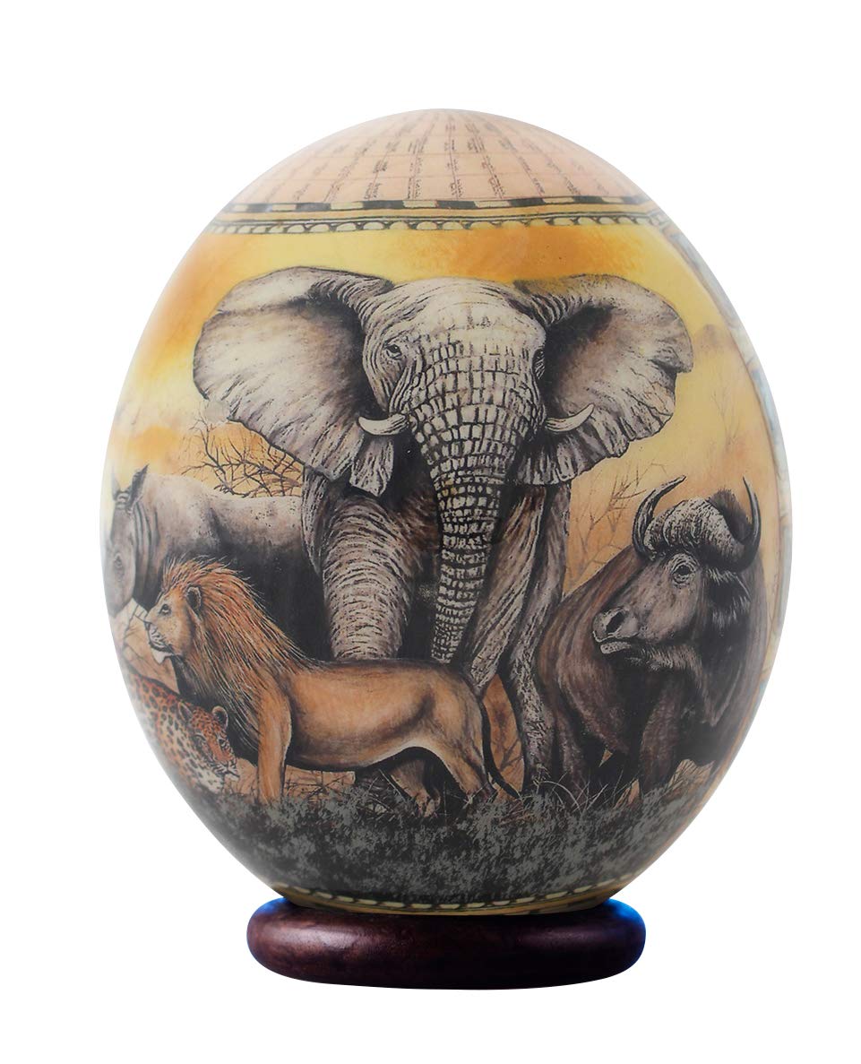 Decoupage Big 5 gelbes Straußenei mit Karte