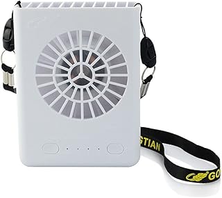 Gongtian mini扇風機 USB&充電式バッテリー両対応扇風機 3段階風量切り替え 携帯用扇風機 首に掛ける ハンズフリー (ホワイト)