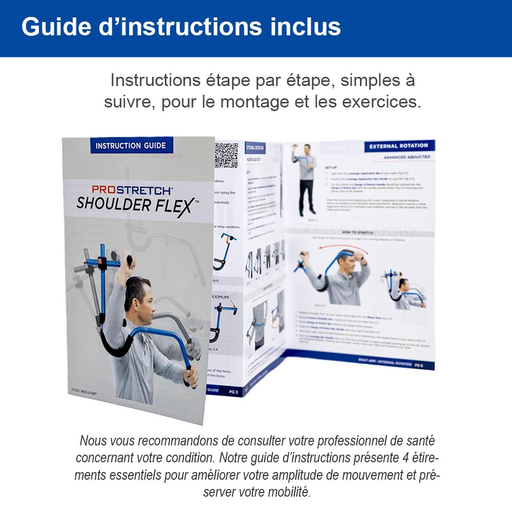 ProStretch Shoulder Flex- Outil de stretching pour la physiothérapie à domicile pour la coiffe des rotateurs et l'épaule gelée. Améliore la récupération, la flexibilité, le confort. Compact, portable.