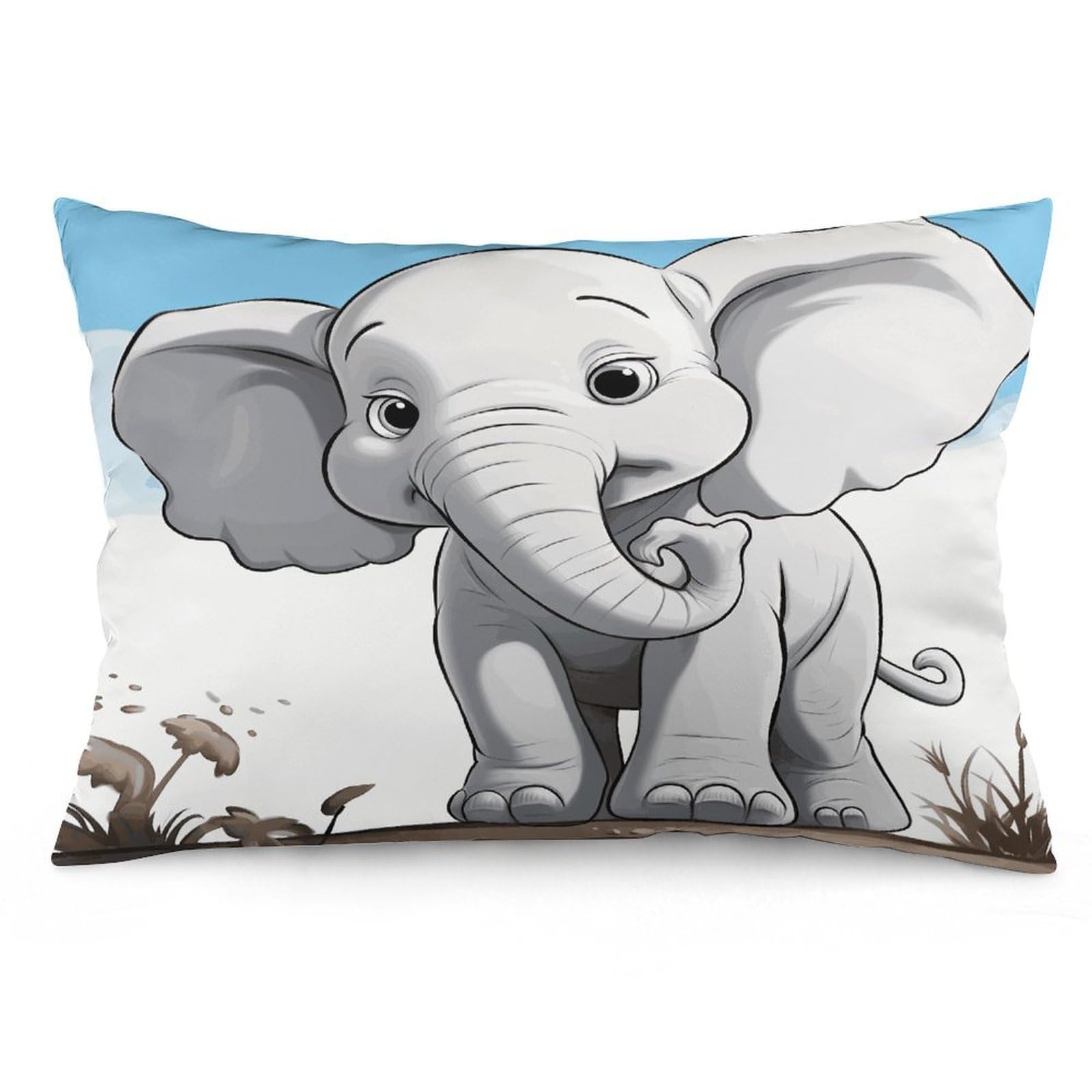 White Elephant Throw Pillow Covers with Silent Zipper Polyester Pillow Protectors Removable Pillow Cases Soft Pillowcase Cozy Pillow Sham Cushion Cover for Sofa Car Bed 16 "x24