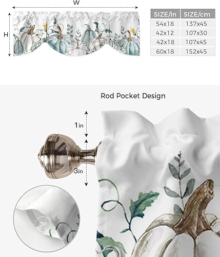 Miniatura 6 de Cortinas de otoño con cenefa de amarre para sala de estar, cenefas de calabaza para ventanas de cocina, cenefa de ventana con bolsillo para barra de
