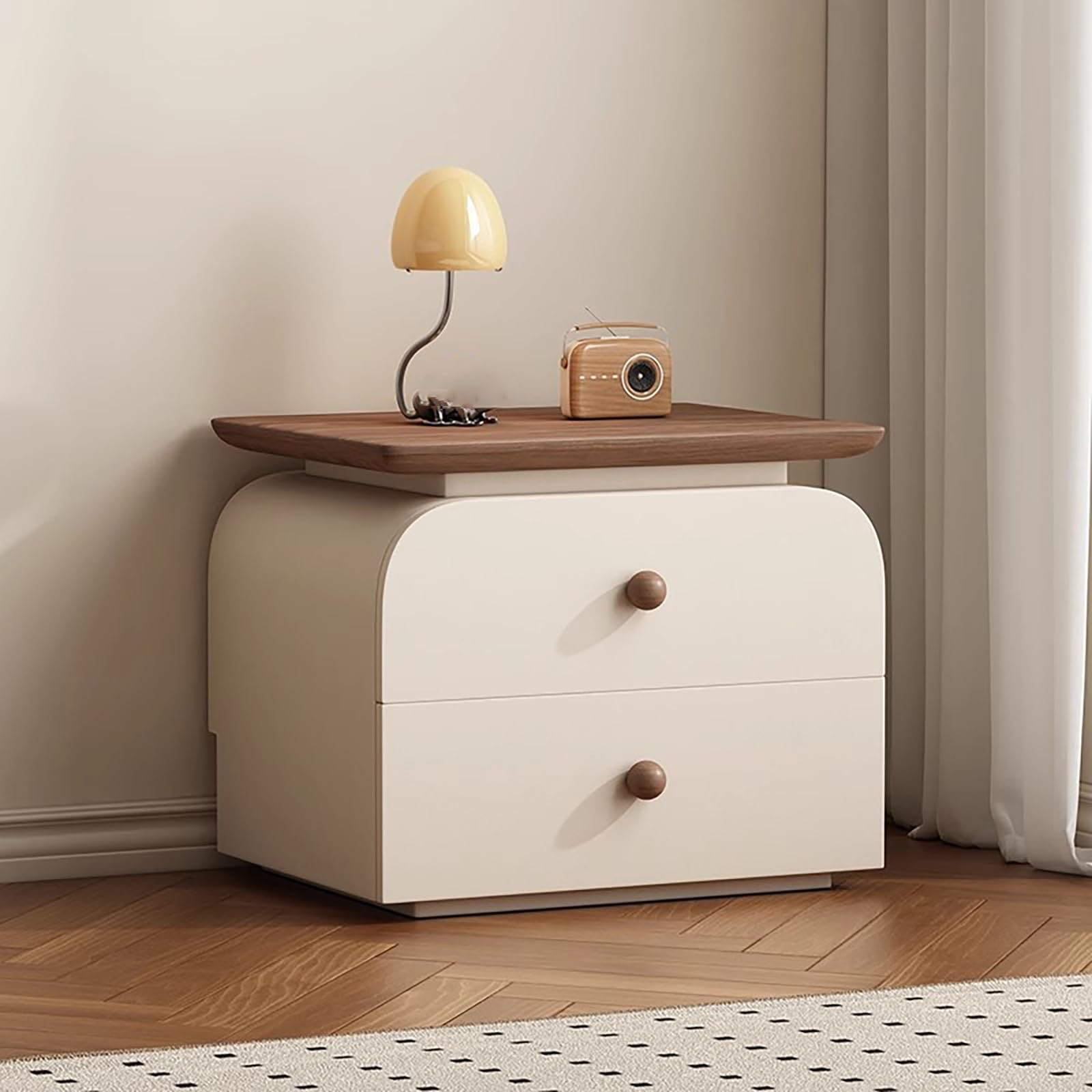 Table de chevet facile d'entretien meuble bois 2 niveaux salon