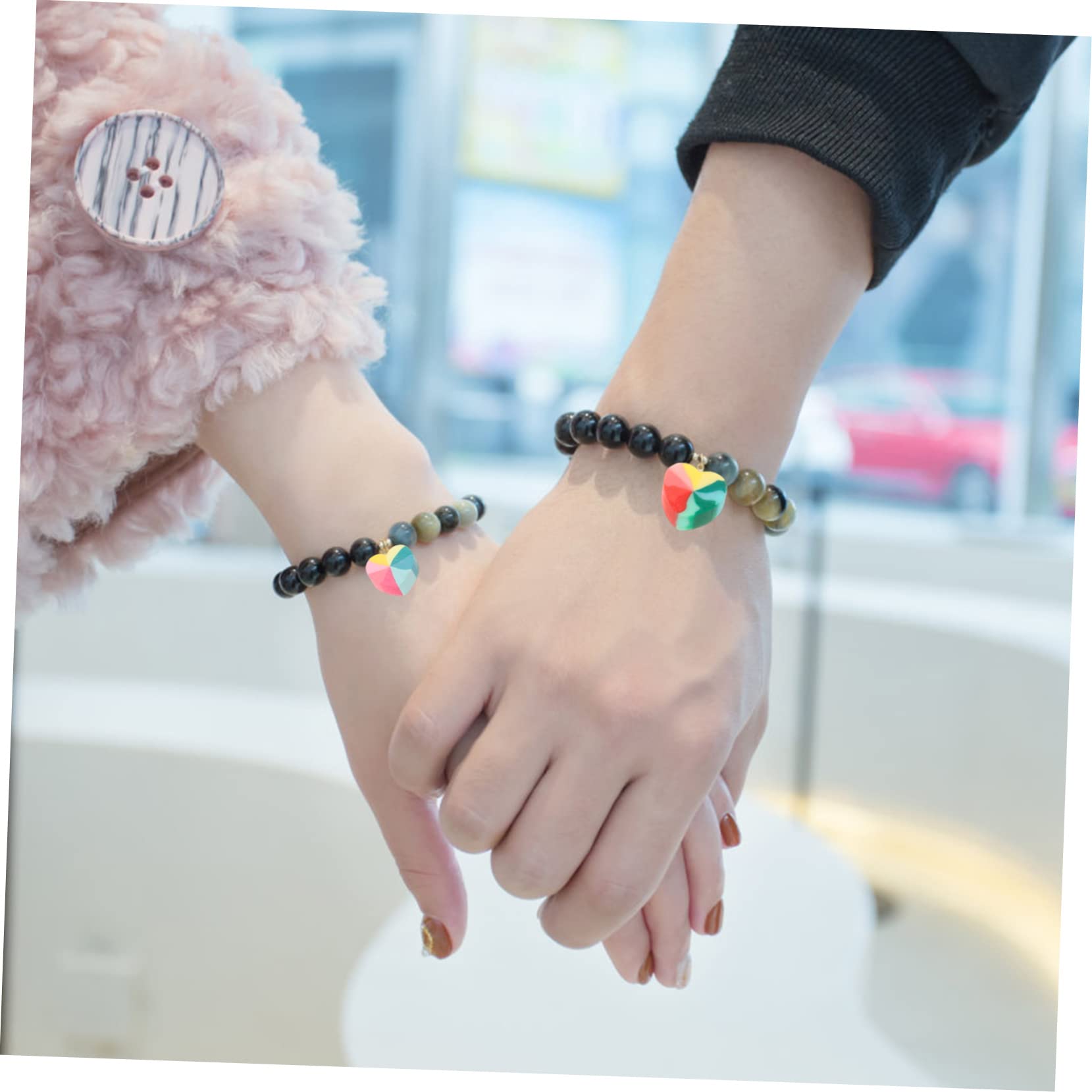 OSALADI 3 Boxen Regenbogen Liebesperlen Spacer Schmuck Herz Groß Für Schlüssel Schnell Diy-perlen Abstandsperlen Zum Basteln Polymer-ton