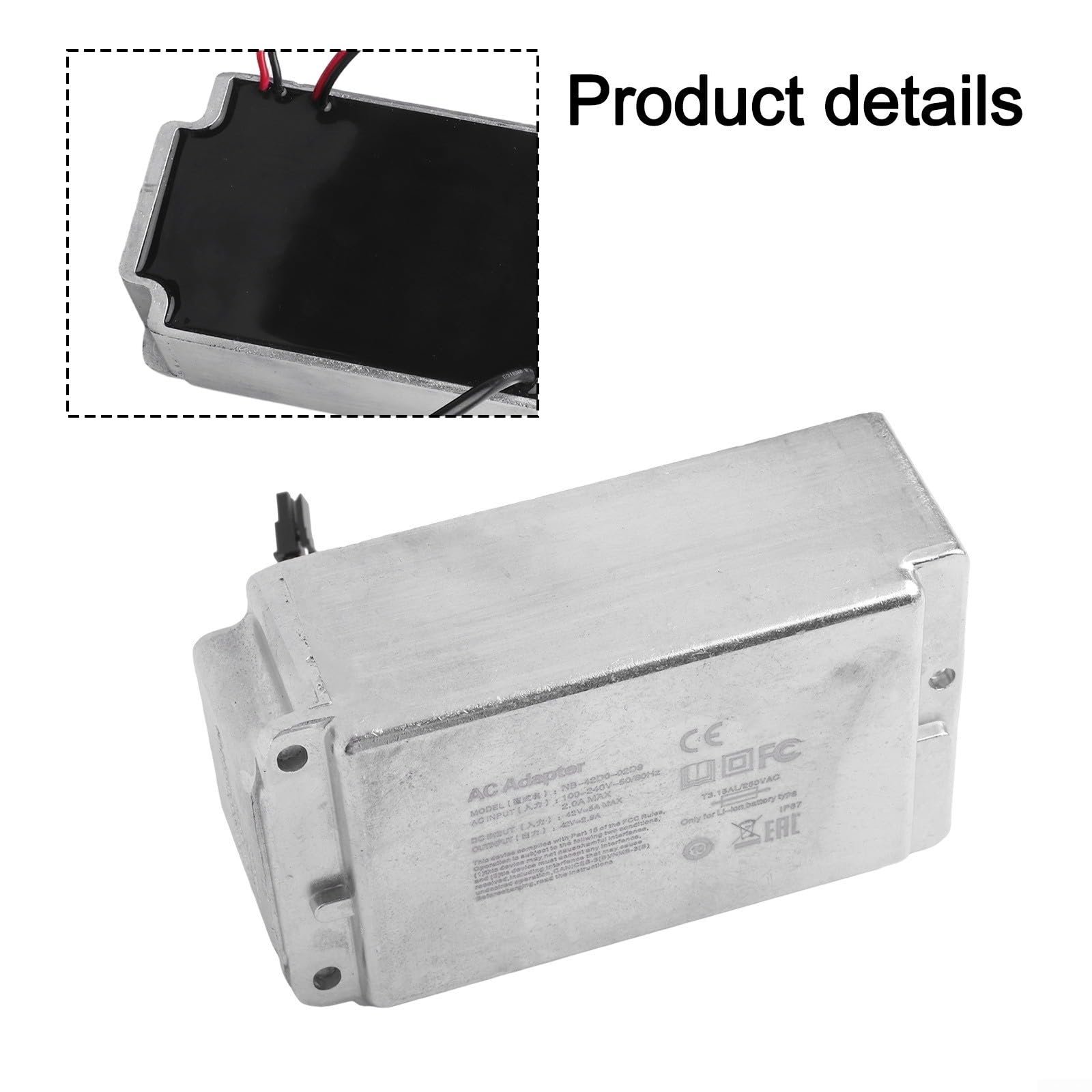Chargeur intégré pour scooter électrique Ninebot Max G30 - Métal robuste, compact 13 x 8 x 5 cm, léger 680 g, remplacement facile, charge rapide