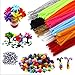 HEHALI 800pcs Pipe Cleaners Set，Including 350pcs Colorful Pom Poms,250pcs 10 Colors Pipe Cleaners and 200pcs Wiggle Googly Eyes for Craft DIY Art Supplies (800pcs)