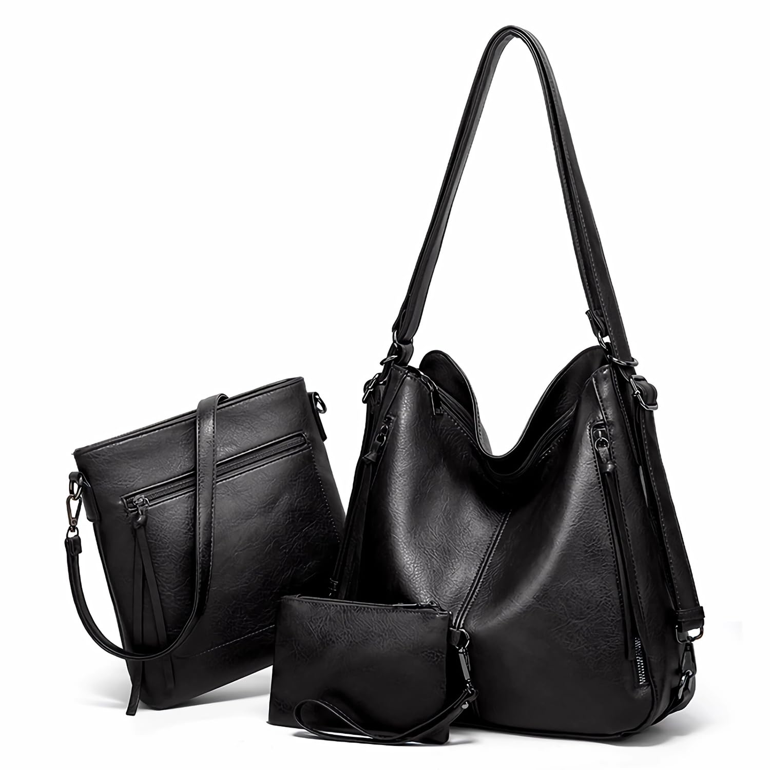 PU Leather Purses ​3PCS, Hobo Crossbody Bags Set for Women, 3 in 1 Convertible Backpack for Ladies Shoulder Bags satchel Bags