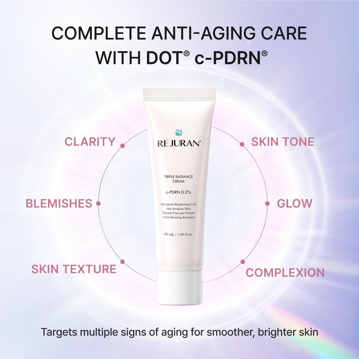REJURAN Crema Idratante Triple Radiance 50 Ml Dot C Pdrn 0,2% Con Niacinamide E Pantenolo, Idratante, Tono E Consistenza, Per Una Pelle Liscia, 1,7 Fl Oz (Confezione Da 1) Bianco | Con Niacinamide E Pantenolo, Tono E Consistenza, Per Una Pelle Liscia, Con