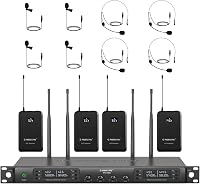 Phenyx Pro PTU-7000B Vezeték Nélküli Mikrofon Szett - 4 Csatornás UHF Rendszer 4 Testpack-kel, Fejhallgatós és Csíptetős Mikrofonokkal, 328  1
