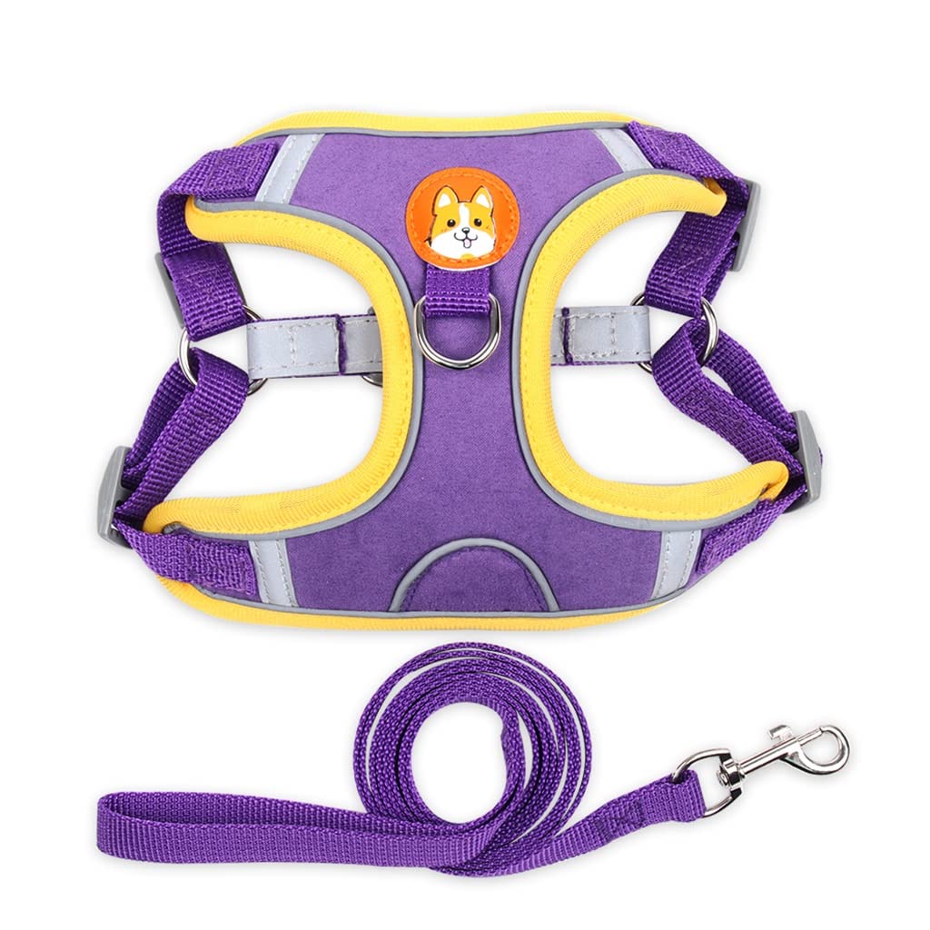 Pet Chest Strap Dog Harness Reflective and Breathable Small Dog Traction Vest Harness Rope Outdoor Dog Walking Leash (B L)
