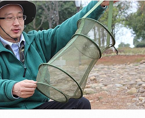 Miniatura 3 de CLISPEED Red de pesca redonda plegable para pescado, jaula de malla de camarones, red de fundición, red de aterrizaje plegable, pesca para cangrejo,