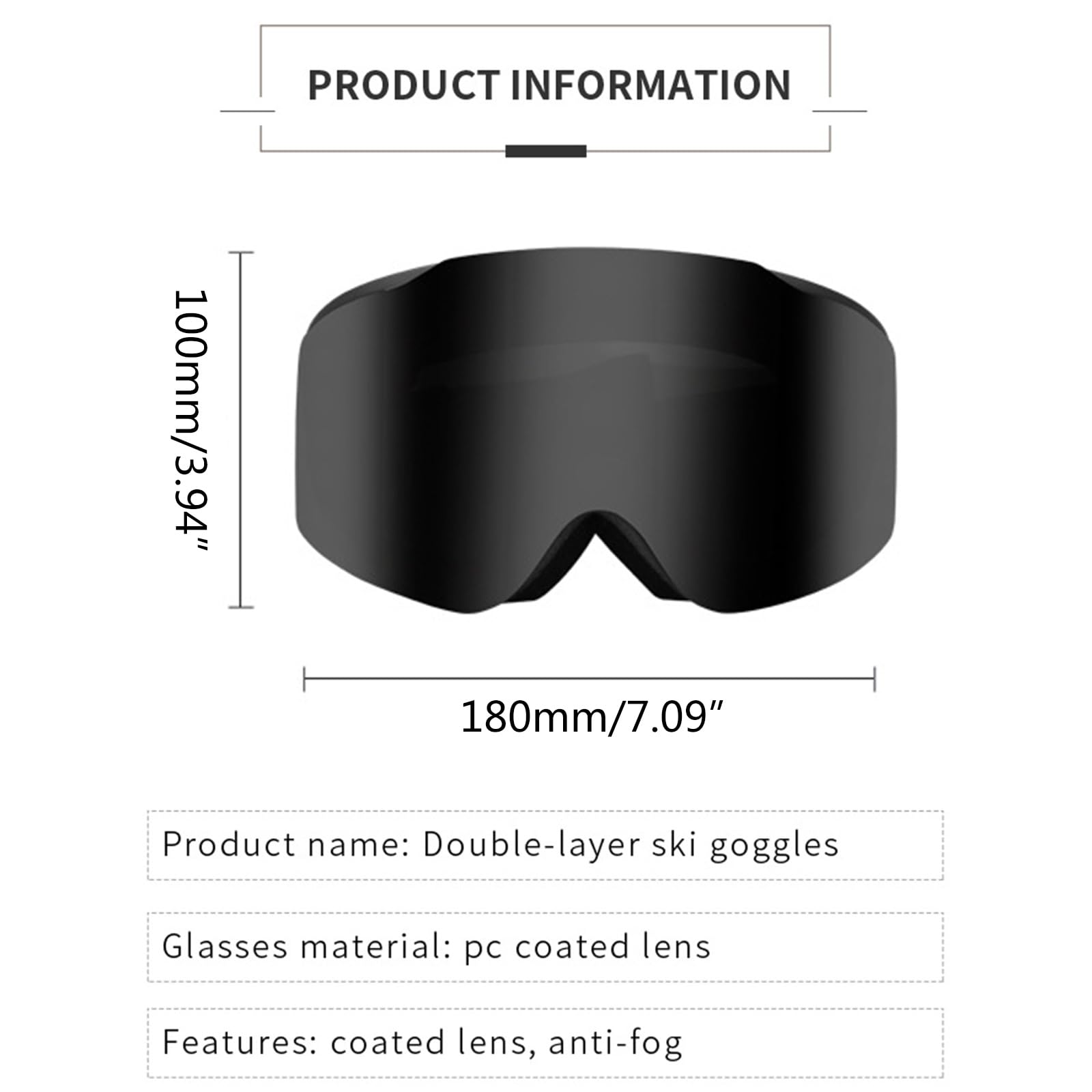 Lunettes de protection anti-buée pour snowboard - Protection UV - Neige - Sport de plein air - Ski - Protection UV - Double couche