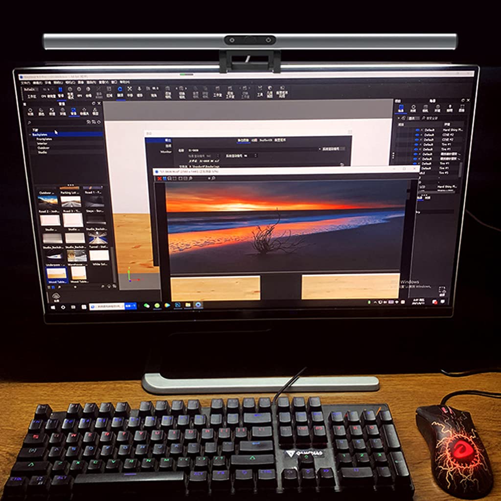Generisch Computer Monitor Lichtleiste, E Reading USB betriebene Monitor Klemmlampe, dimmbar, Augenschutz Clip On Lampen, Schwarze Computer Lichtleiste für Desktop mit Berührungssensor