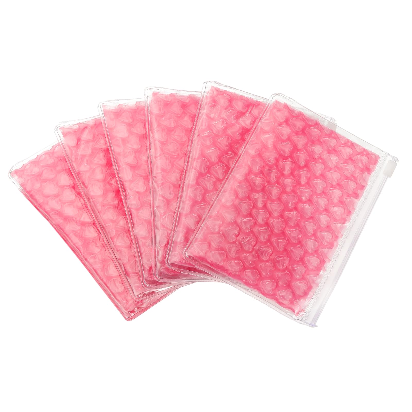 Sac à bulles en forme de cœur rose rouge transparent lot de 6 pochettes zip