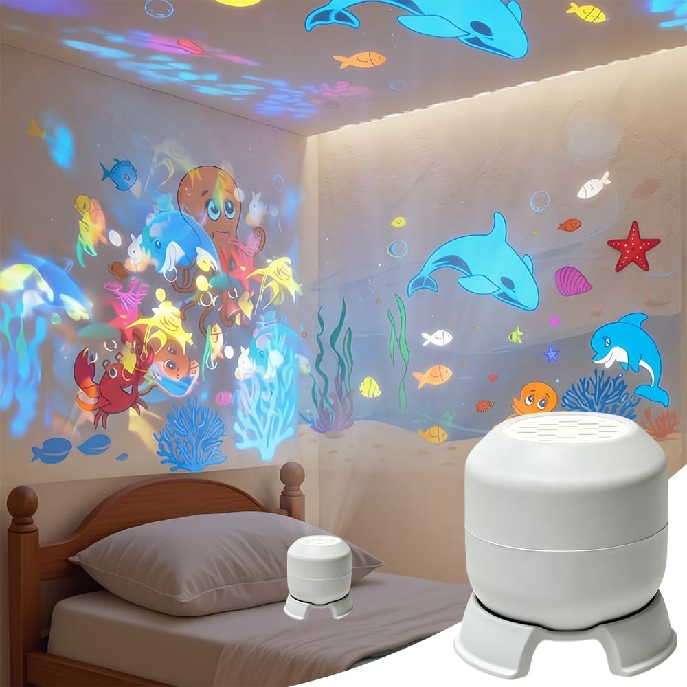 Agarte Dynamic Rotating LED Projector Light, 360 Colorful Rotating Projection Light, Adjustable Brightness Dynamic Ambient Light Strip Base, LED Atmosphere Lamp for Bedroom, Home Theater