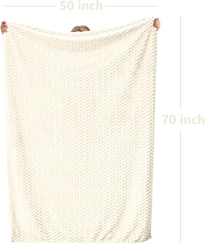 Miniatura 4 de Vessia Manta de franela de forro polar (50 x 70 pulgadas), jacquard 3D, manta mullida y cálida para sofá, cama, silla, 10.56 ozm, súper suave al