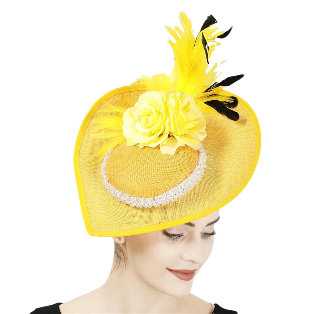 Cappello da donna blu reale Big Derby fascinator elegante piume Fedora Cap per accessori per capelli