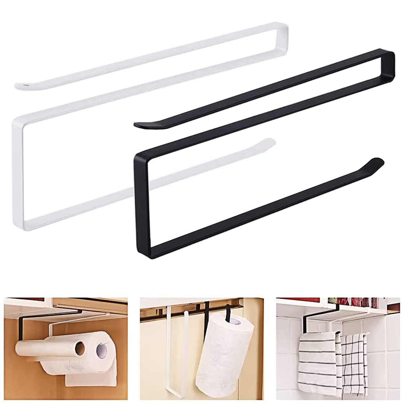 Keukenrolhouder Wandmontage 2-delige rolhouder Toiletrolhouder Rolhouder Keuken zonder boren Papierrolhouder Keuken zonder boren voor huishoudfolie Keukenhanddoekomslag Aluminiumfolie