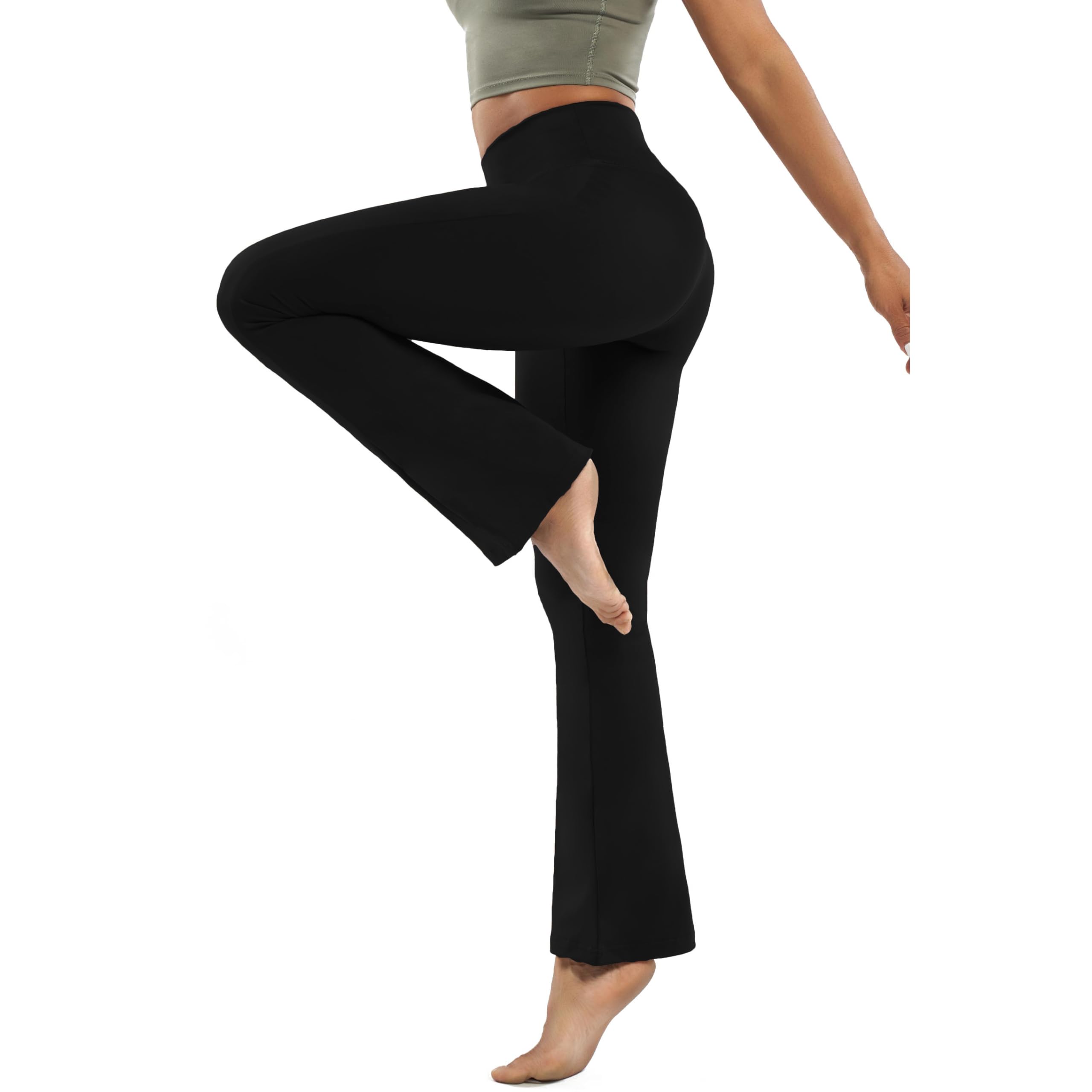 HomyComy Donna Pantaloni Bootleg da Yoga a Vita Alta Controllo di Pancia Elastico Eleganti Pantaloni da Donna Bootcut per Pilates Danza Fitness Palestra Allenamento