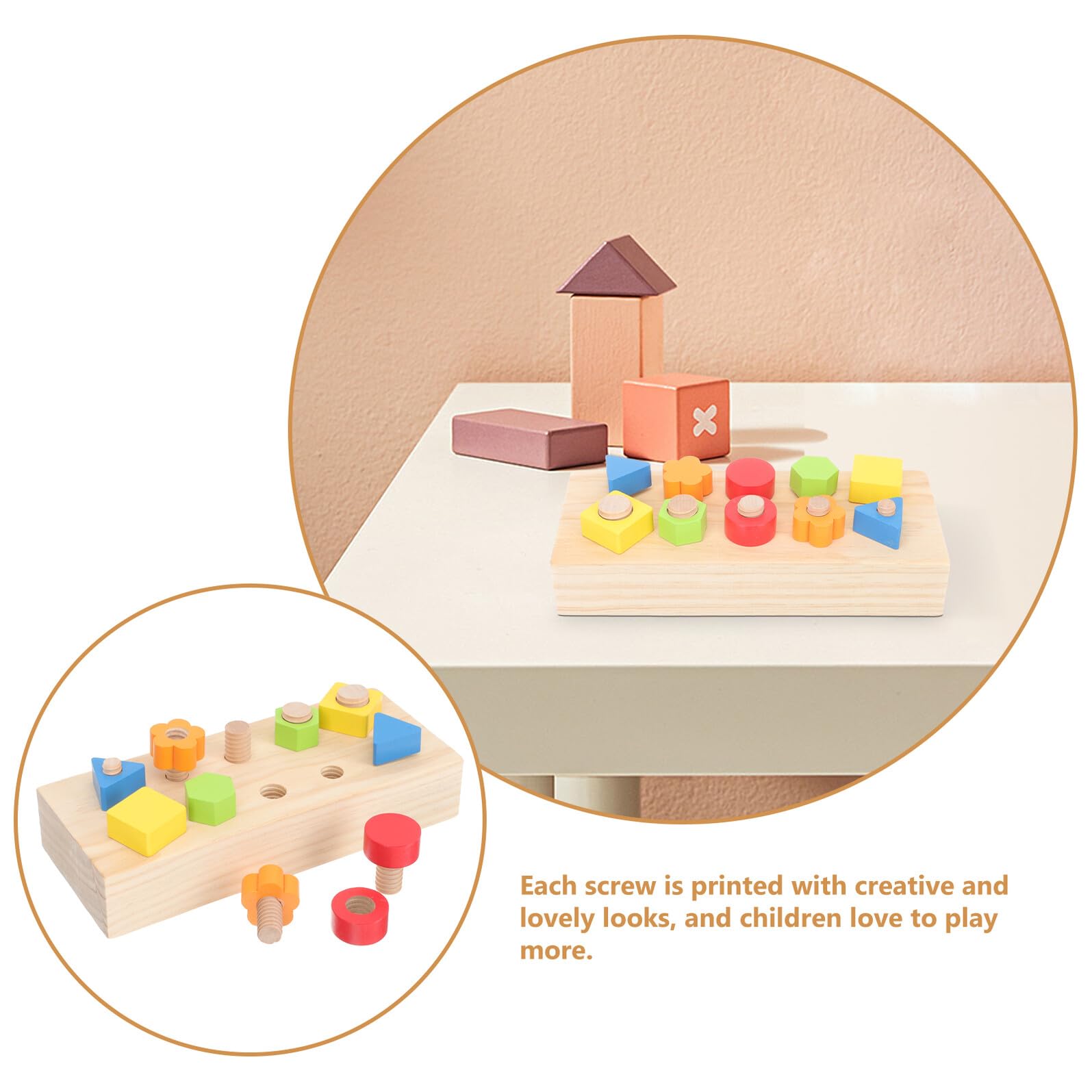 Gioco Educativo in Legno per Bambini Viti da Avvitare Set Design Creativo Bordi Morbidi e Levigati per Sviluppo Precoce