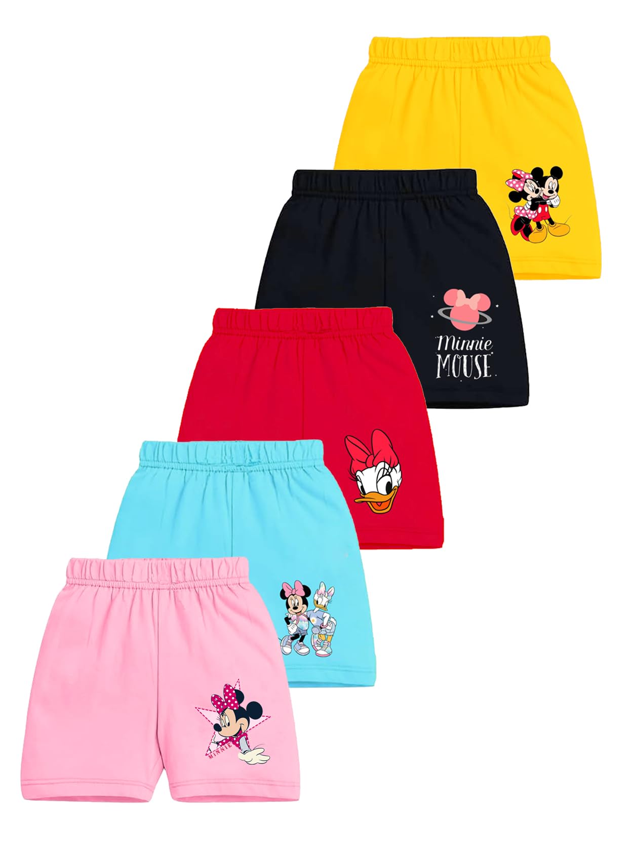 Kuchipoo © Disney Girls Regular Fit Cotton Shorts - Pack of 5