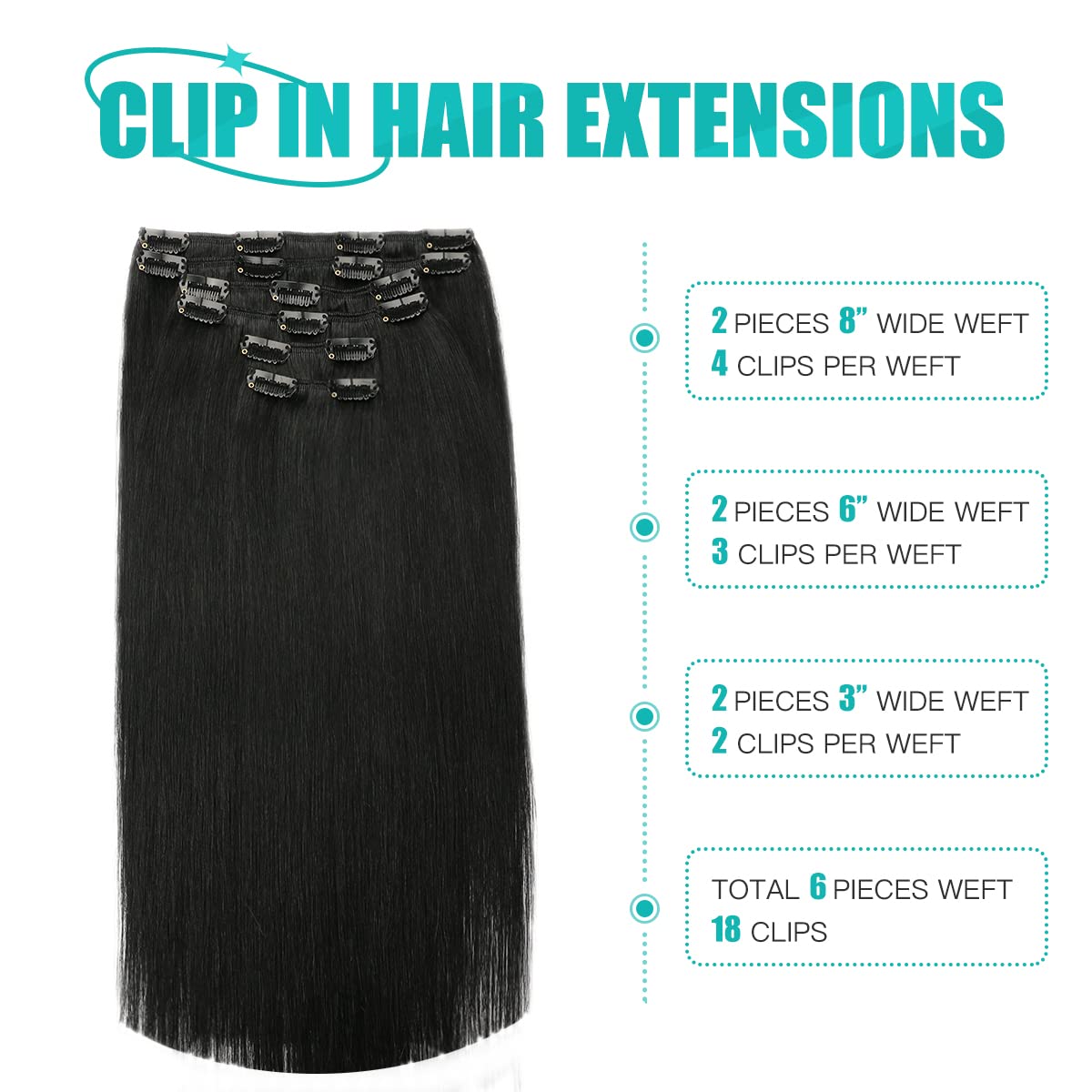 Visita la tienda de SURNEL SURNEL Extensiones De Clip De Pelo Natural 100g 35cm 6 Piezas Negro Profundo Extensiones Pelo Natural Clip Real Humano Hair Remy (C#1-35cm) in use
