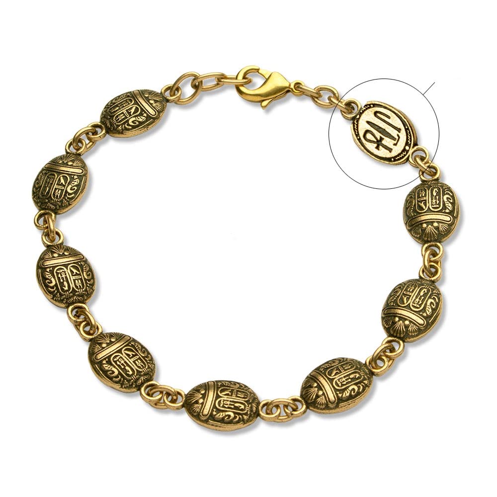 MUSEUM REPRODUCTIONSScarab Link Bracelet - Antique Gold Plated, 7 5 inch, Metal, not-applicable