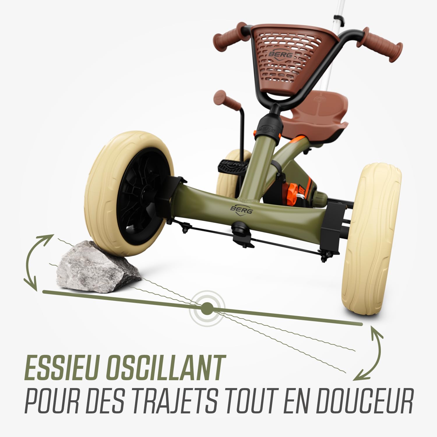 BERG Porteur Buzzy Retro 2-in-1 Vert | 2-5 ans, cadre robuste, selle réglable, volant réglable