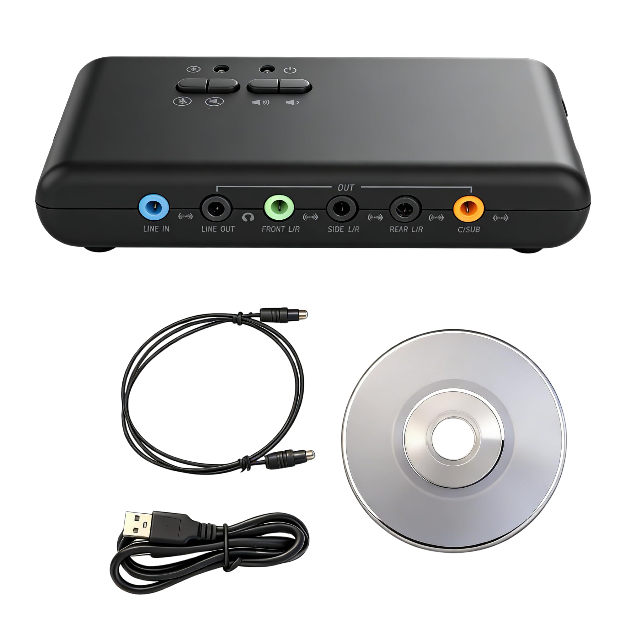 Tarjeta de Sonido Externa USB 7.1 de 8 Canales, Caja de USB Soundbox Externa, Compatible con 12 Mbps, Sonido Envolvente 3D Dinámico, Grabación Reproducción Simultánea Compatible (Negro)