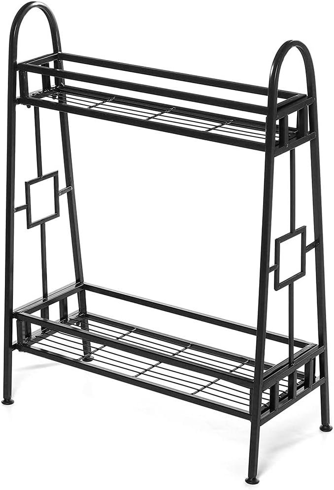 Metal Plant Shelves Plant Rack Display Shelf Holder Home Indoor Outdoor Garden Balcony(D)
