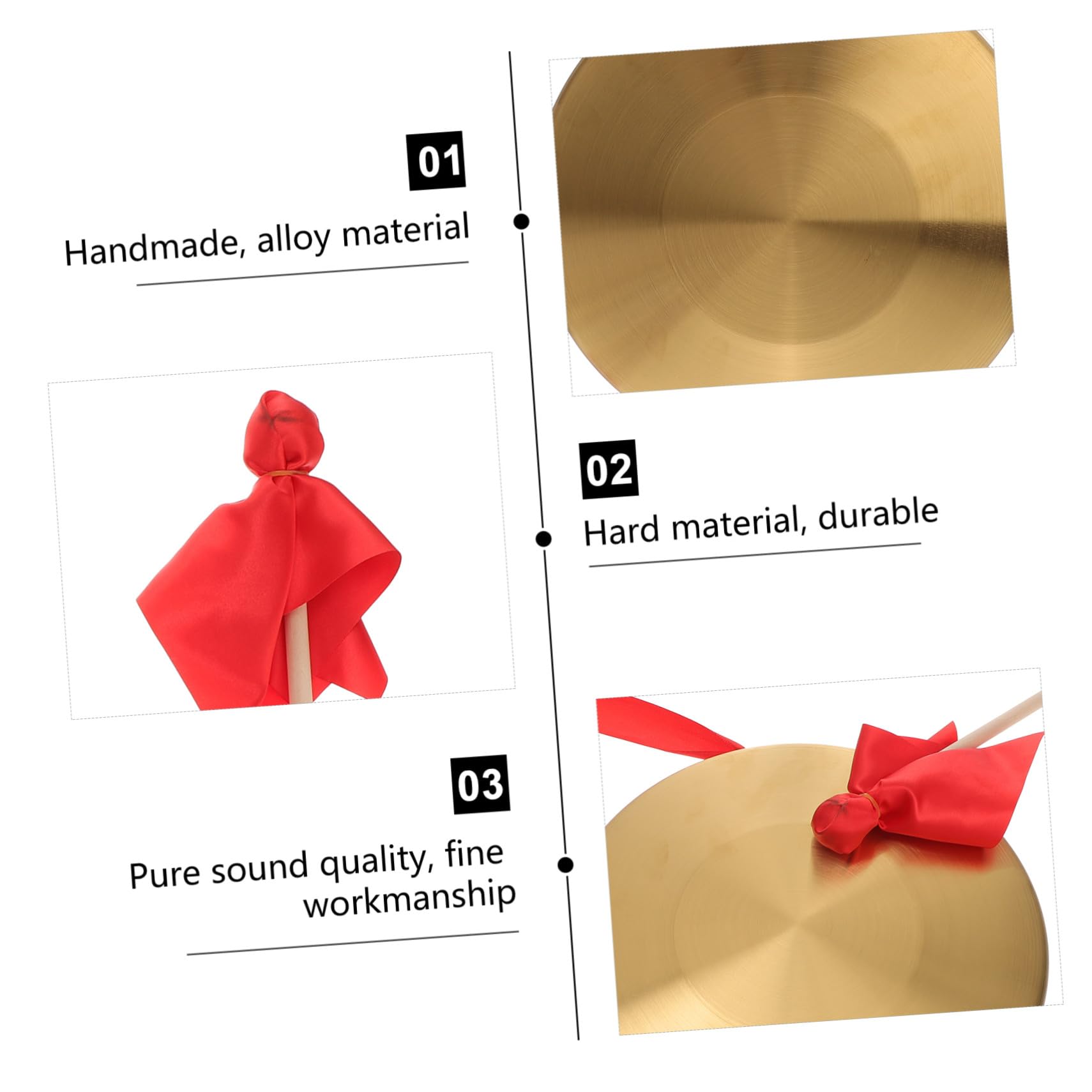 Gong de Mano de Cobre Dorado, 1 Juego de Percusión Infantil | Martillo Incluido, Aleación de Acero y Cobre, Mango Ergonómico para Sujeción Cómoda, Estilo Creativo Estilo Aleatorio